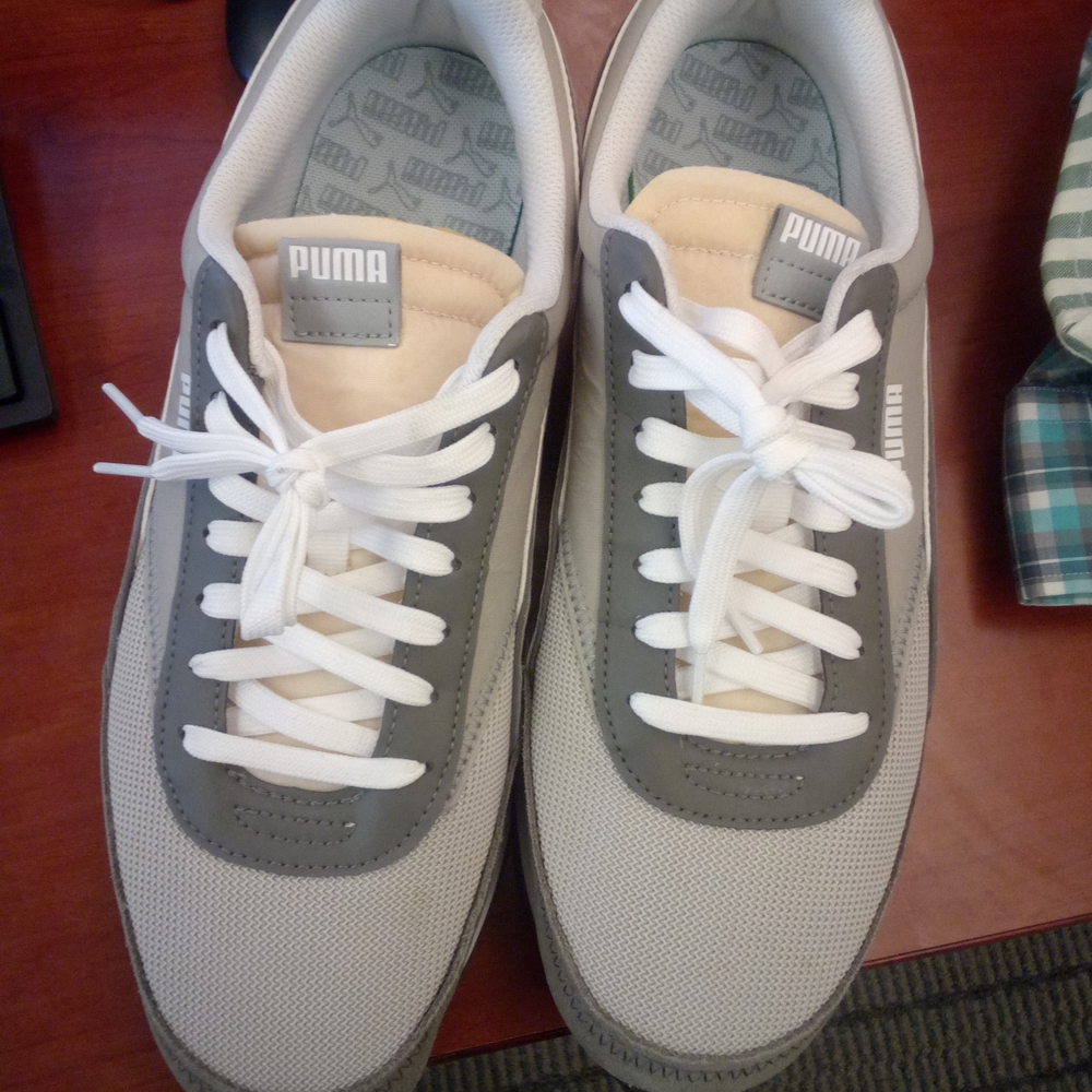 Puma Gray and White Retro Sneakers